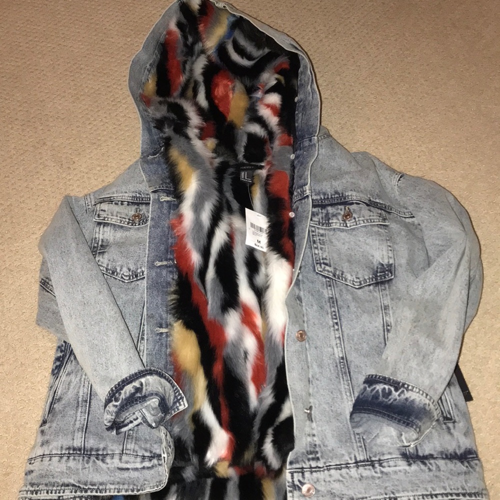 Multi color faux jean jacket